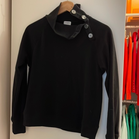 J. Crew Size XS Black Side Button Cowlneck Top - Picture 1 of 3
